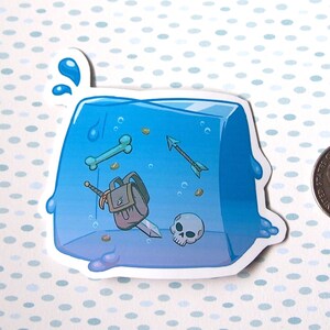 Gelatinous Cube Hand Cut Stickers | Jelly Slime Waterproof Stickers | Cute Slime Stickers | Cute Monster Fantasy Stickers | RPG Sticker Gift