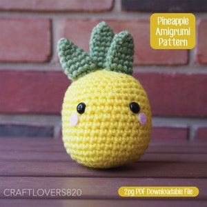 CROCHET PATTERN - Chibi Pineapple Amigurumi Crochet Pattern - PDF - Instant Download