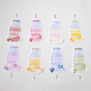 Fruit and Chocolate Milk Stickers | Waterproof Stickers | Strawberry, Chocolate, Peach, Banana, Oat Milk Carton Stickers | Deco Stickers