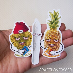 Stoner Stickers | Chill Bud Joint Pineapple Sticker Decals | Marijuana Waterproof Stickers | Stoner Gifts | Funny Stickers
