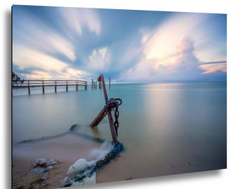 Florida Keys Anchor Beach Photography, Coastal Ocean Wall Art Print