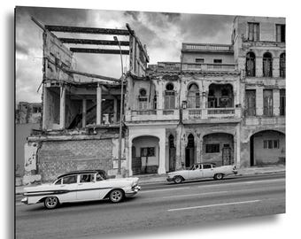 Havana Street Photography, Classic Cars, Weathered Architecture Print (Made in USA)