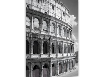 Black and White Colosseum Print, Rome Italy Photography, Historic Architecture Decor