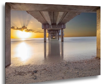 Clearwater Beach Pier Sunset Photography, Florida Coastal Wall Art, Beach House Decor