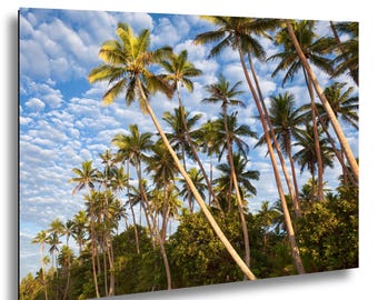 Fiji Palm Tree Beach Photography Print, Tropical Ocean Coastal Artwork