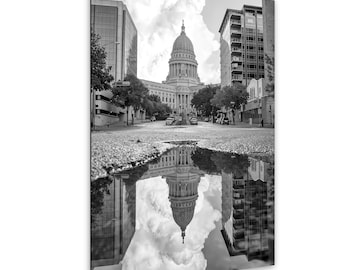 Madison Capitol Reflection Photography, Wisconsin Skyline Wall Art Print