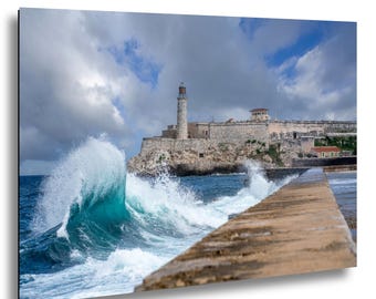 Havana Malecón Wave Photography Print, Coastal Caribbean Seaside Artwork