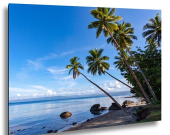 Fiji Beach Photography Print, Vanua Levu Palm Trees, Tropical Coastal Decor