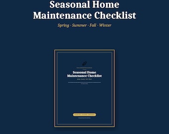 Seasonal Home Maintenance Checklist, Homeowner Planner (Fillable PDF)