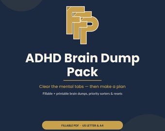 ADHD Brain Dump Pack | Fillable PDF Priority Sorter (US Letter, A4)