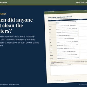Checklista för säsongsunderhåll av hemmet, ifyllbar PDF, 56 uppgifter, månadskalender (digital nedladdning) bild 3
