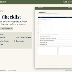 Checklista för säsongsunderhåll av hemmet, ifyllbar PDF, 56 uppgifter, månadskalender (digital nedladdning) bild 8