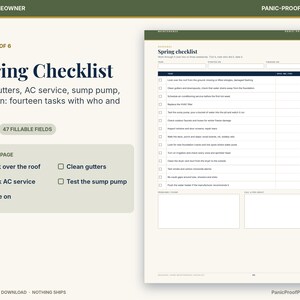 Checklista för säsongsunderhåll av hemmet, ifyllbar PDF, 56 uppgifter, månadskalender (digital nedladdning) bild 6