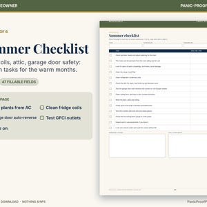 Checklista för säsongsunderhåll av hemmet, ifyllbar PDF, 56 uppgifter, månadskalender (digital nedladdning) bild 7