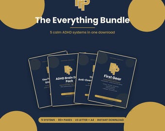 ADHD Planner Bundle | Daily Focus, Brain Dump, Anti-Overwhelm (Fillable PDF)