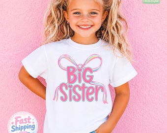 Big Sister Bow Shirt, Little Sis Big Sis Matching Shirts, Baby Announcement Tee, Cute New Baby Gift Shirts