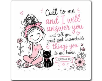 Imán con versículo bíblico "Llámame" / Imán con versículo bíblico de Jeremías 33:3