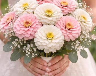 Blushing Bride Mix Zinnia  | Soft Pink & White Heirloom Flower | Garden Zinnia for Pollinators (50) Seeds