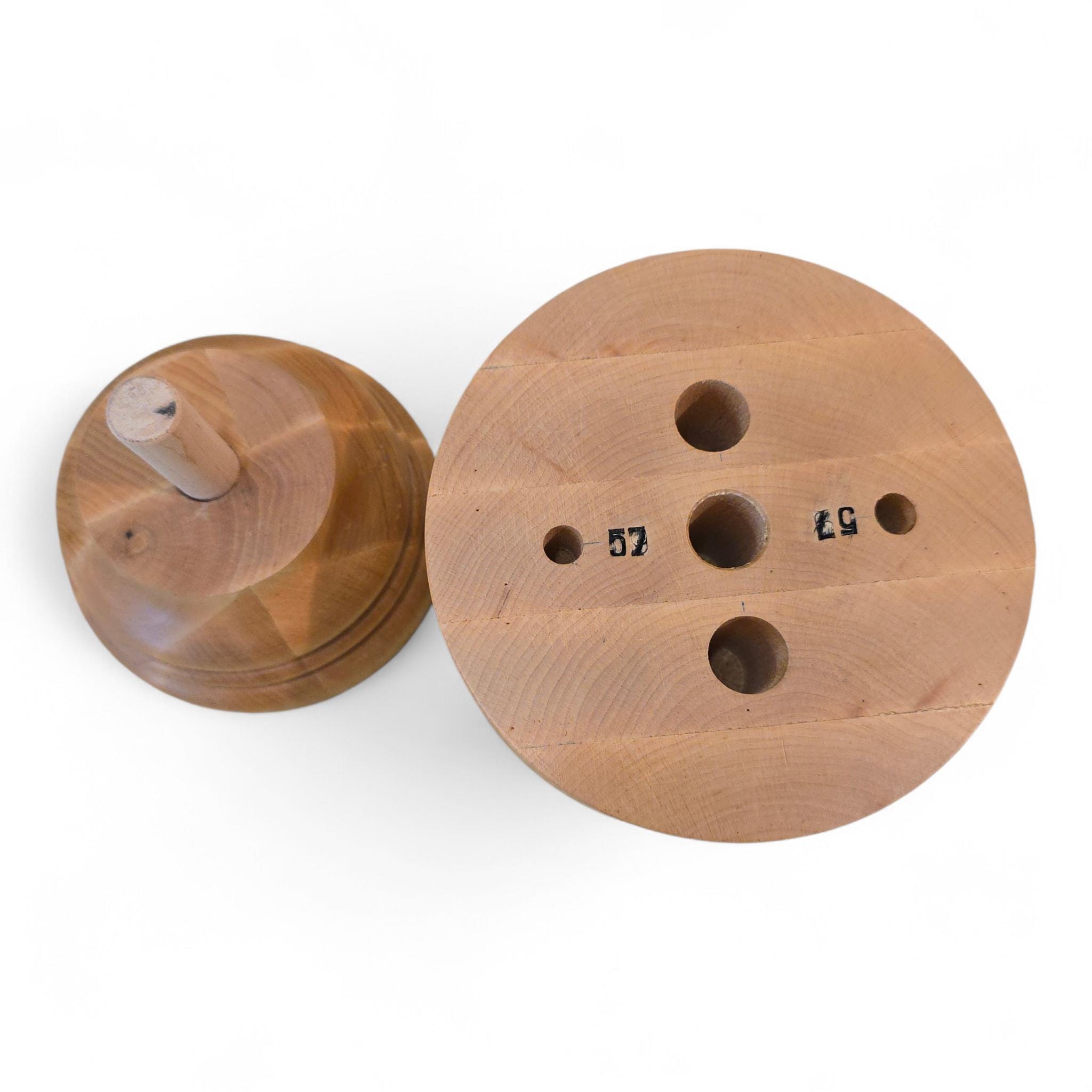 Round Wooden Hat Block With Stand: Open Crown Hat Block – Hat Shaping ...