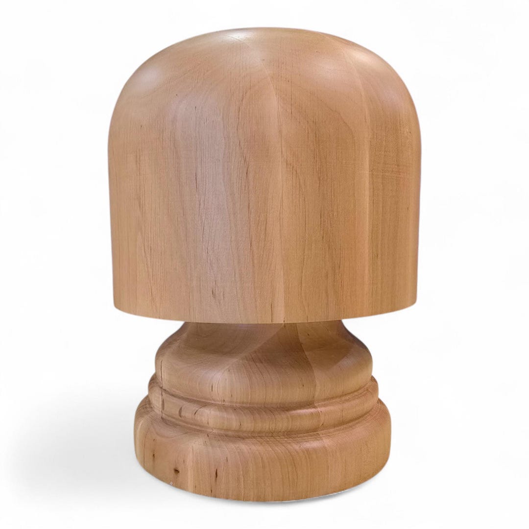 Round Wooden Hat Block With Stand: Open Crown Hat Block – Hat Shaping ...