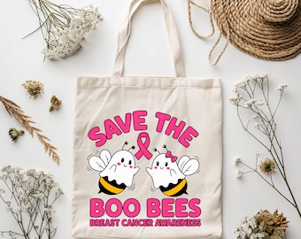 Save The Boo Bees PNG – Diseño de Halloween para la concientización sobre el cáncer de mama, gráfico de sublimación de lazo rosa con abeja fantasma espeluznante, imágenes prediseñadas de descarga digital