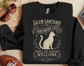 Salem Cat PNG, Witchy Wayward Cats Sublimation Design, Ferals and Familiars Graphic, Gothic Spooky Cat PNG, Occult Digital Download