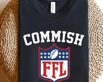 Fantasy Football Commissioner PNG Design – Funny Commish FFL Shield Digital Download, Football Draft Day PNG, Sports Typography Graphic