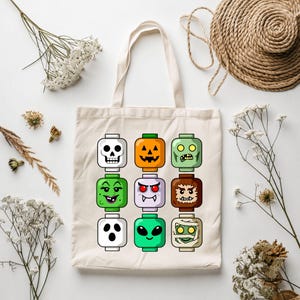 Spooky Building Block Heads PNG – Cute Halloween Monster Clip Art, Pumpkin Ghost Vampire Zombie Alien Mummy Witch Werewolf Skeleton Graphic