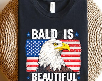 Bald is Beautiful PNG - Patriotic Bald Eagle PNG, American Flag Sublimation Graphic, Funny Patriotic Digital Download