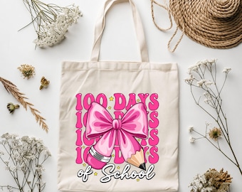 100 Days of School Pink Bow Pencil PNG, 100 Days Smarter Sublimation Graphic, Cute Teacher Girls Student Clipart Digital Download