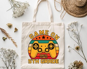 Game On 5th Grade PNG – Retro Back to School Video Gamer Design, Press Start Fifth Grade Sublimation Graphic, Digital Download Clipart