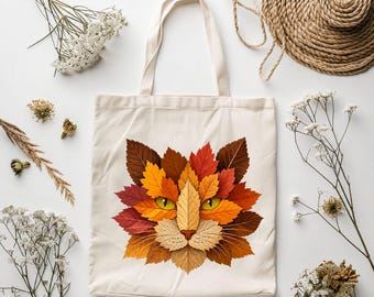Autumn Cat Leaves PNG – Fall Cat Clipart, Thanksgiving Cat Graphic, Vibrant Autumn Foliage Sublimation Digital Download