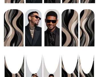 Chris Brown X Usher Concert Custom Nail Decals | RnB Tour | 20 Decals|Short to XXL