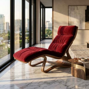 The "Obsidian Loop" Recliner | Sculptural Walnut & Charcoal  Infinite Fluidity. Kinetic Support. Modernist Zen.