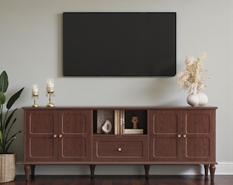 Mid Century Modern Media Console with Storage, 67 Inch TV Stand Cabinets Drawers