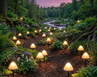 Solar Mushroom Garden Lights, Set of 10 Fairy Outdoor Stake Lights, Waterproof Lawn Decor