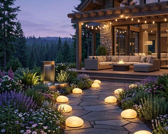 Lanterna solare da giardino per esterni, impermeabile, con luce LED bianca calda, ideale per decorare vialetti e patii.