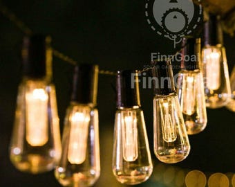 Solar Bulb String Lights, Outdoor Waterproof Warm White LED, Garden Patio Hanging Lights, Wedding Decor Lights