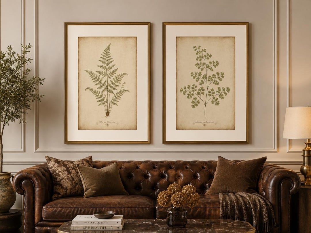 Vintage Fern Prints Set of 2 + Botanical Wall Art + Digital Download ...