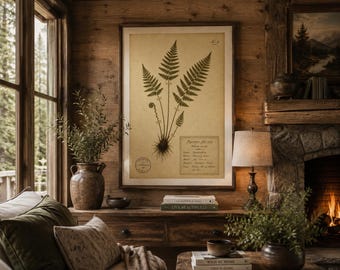 Vintage Male Fern Herbarium Art, Antique Botanical Printable, Forest Foliage (Digital Download)