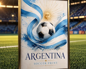 Stampa digitale di calcio argentino, blu, bianco e oro (download digitale)