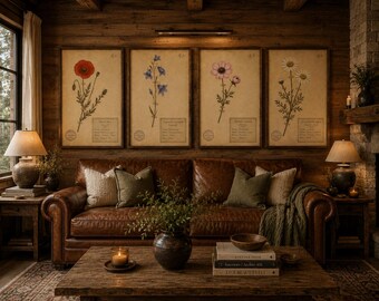 Vintage Botanical Prints Set, Antique Herbarium Wall Art, Cottage Farmhouse Decor (Digital Download)