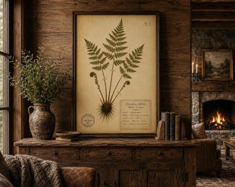 Vintage Fern Herbarium Wall Art, Antique Botanical Print, Forest Fern (Digital Download)