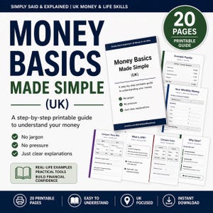 UK Money Guide Printable PDF | Money Basics Payslips Tax Codes Bills and APR | Stop Overpaying and Take Control Fast