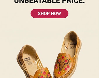 Handcrafted Tan Leather Huaraches with Bull Skull Floral Embroidery – Mexican Sandals