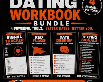 Dating Workbook Bundle Printable PDF | Relationship Journal | Date Reflection, Red Flags, Texting Tracker for Men