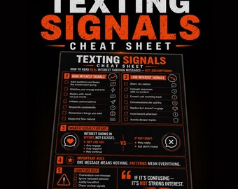 Texting Signals Cheat Sheet for Men | How to Read Interest Through Messages | Dating Texting Guide PDF