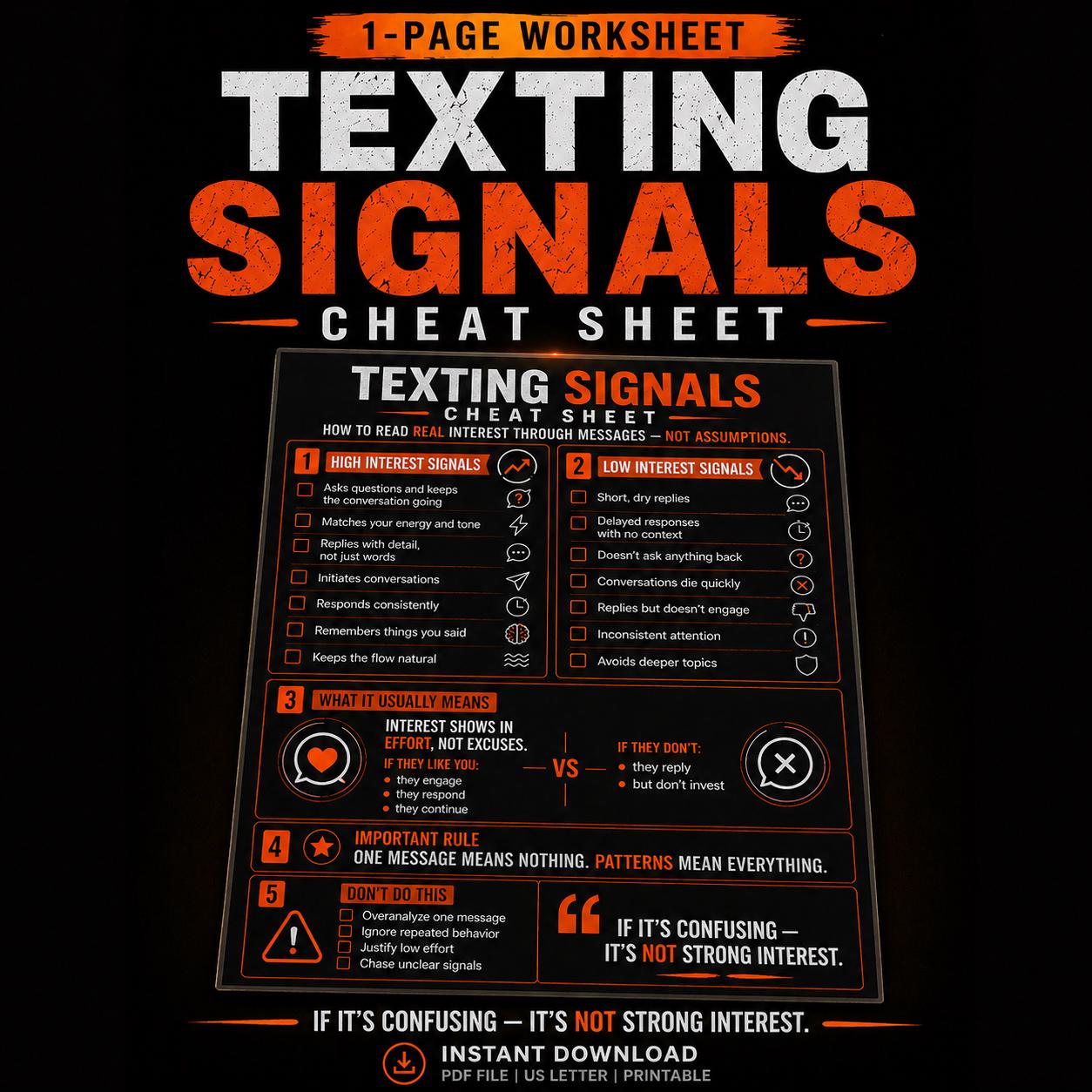 Texting Signals Cheat Sheet for Men | How to Read Interest Through ...
