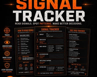 Signal Tracker for Men (3-Page System) | Read Her Signals + Pattern Log Worksheet | Dating Behavior Analysis PDF