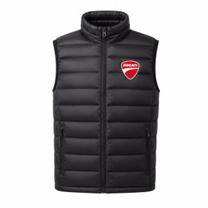 Men's Ducati Inspired Biker Puffer Vest | Lightweight Polyester Quilted Motorcycle | Sleeveless Zip-Up Riding Jacket | Outdoor Winter Gilet
